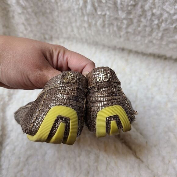 Sam Edelman Jones Metallic Gold‎ Snakeskin Loafers sz 6 - Picture 8 of 9